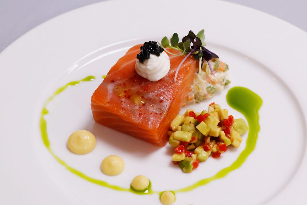 Mei,Cook,Salmon,Dish,(,Slow,Poached,),With,Caviar,
