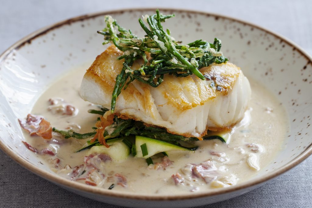 Cod,Fillet,With,Samphire,And,Courgettes