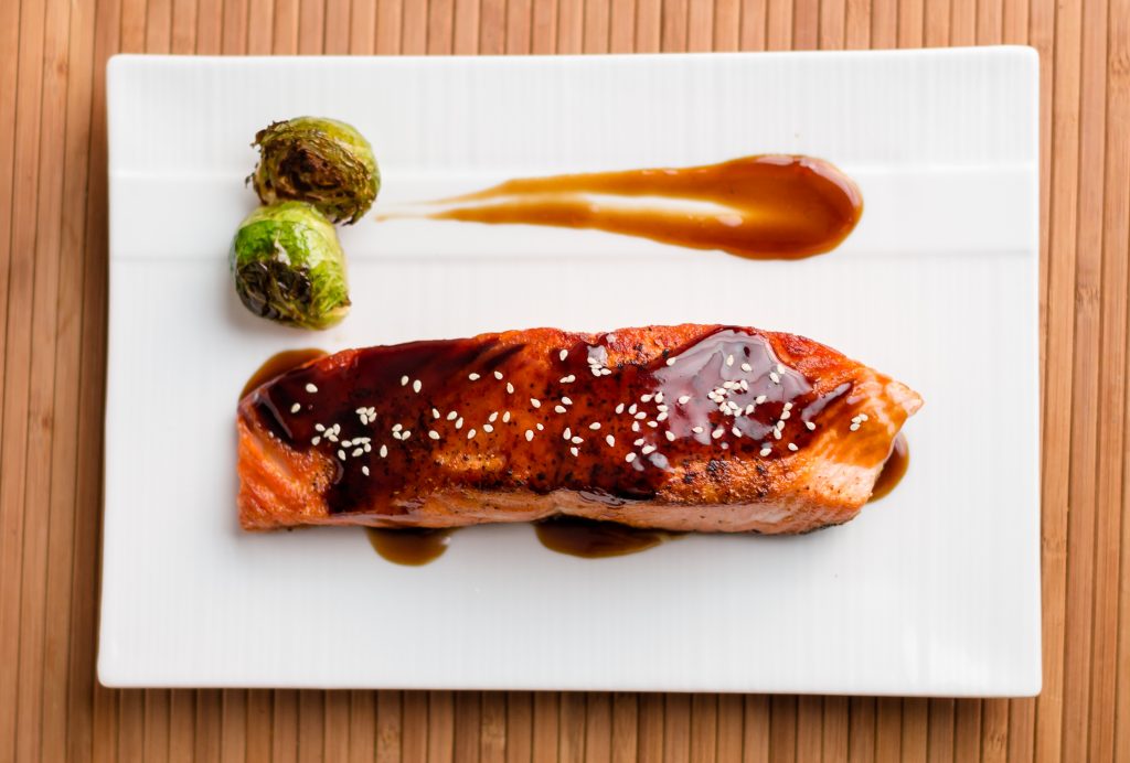 Delicious,Salmon,Teriyaki,Dish,Top,View.,Japanese,Cuisine,Inspired,Dinner